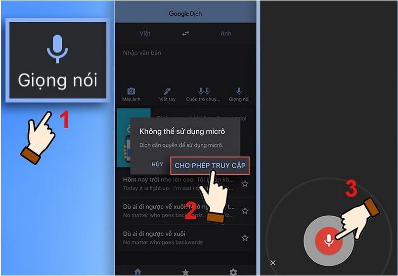 Dịch giọng nói, audio trên GG dịch