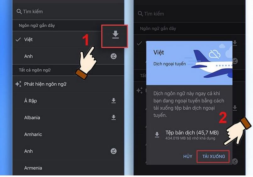 Dịch không cần internet trên Google dịch